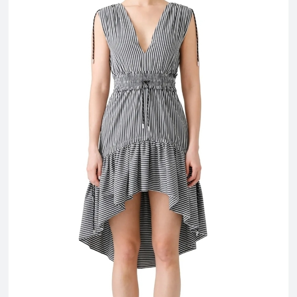 Christian Pellizzari Striped High Low Women's Ruffled Dress Sz.38(US 2)
